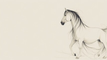 Naklejka na ściany i meble Minimalistic Drawings of Horses Wallpaper