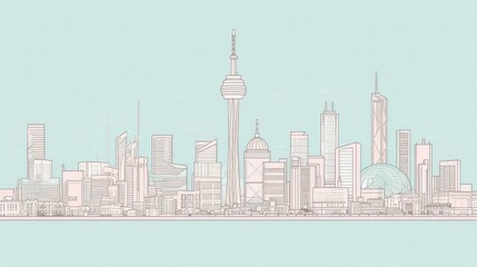 Obraz premium Minimalistic line drawings of city skylines