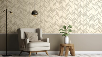 Classic herringbone wallpaper in soft tones