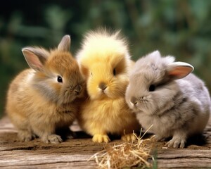 Cute baby animals - fuzzy chicks and bunnies
