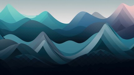 Simplified mountain range with abstract geometric shapes