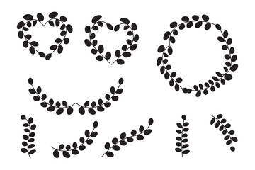 Wreaths elements in vintage style. Laurel wreath. Graphic element. Vector illustration.