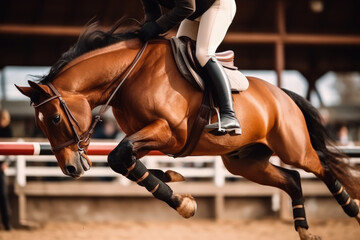 Obraz premium horse racing, Horseback Riding generative ai