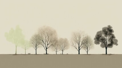 Modern minimalistic drawings of trees wallpaper