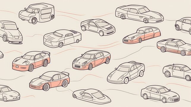 Simple line art wallpaper of cars and vehicles