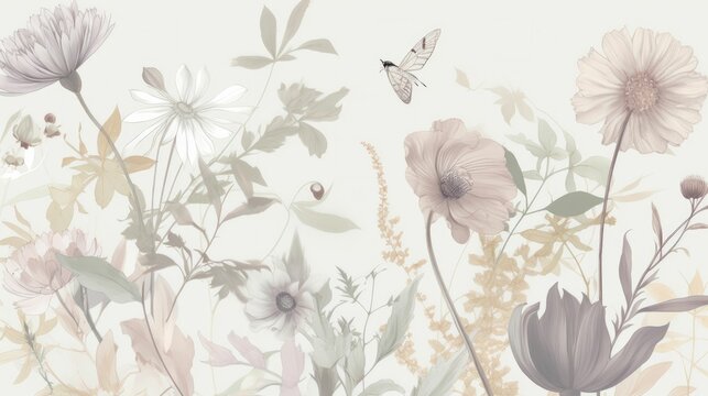 Delicate floral wallpaper illustration