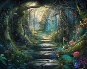 Obraz premium Mysterious Pathways in a Secret Garden