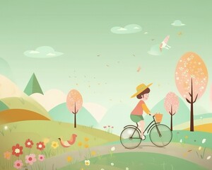 Illustration of a playful and fresh bicycle ride