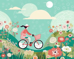 Illustration of a bicycle ride in fresh air
