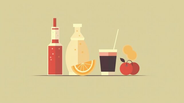 Minimalistic illustrations of food and drinks wallpaper