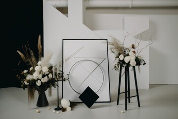 Modern wedding scene with minimalist geometric design