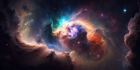Fototapeta premium Colorful space galaxy cloud nebula. Stary night cosmos. Universe science astronomy. Supernova background wallpaper