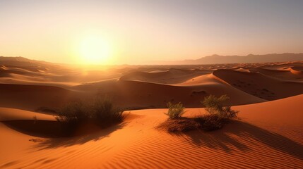 Fototapeta na wymiar Desert landscape at sunrise