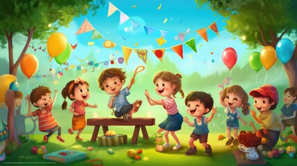 Obraz na płótnie Canvas Kids enjoying festivals, celebrations, and holiday parties