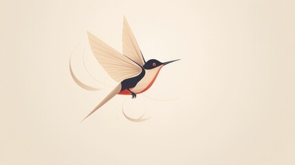 Minimalistic wallpaper with elegant bird drawings