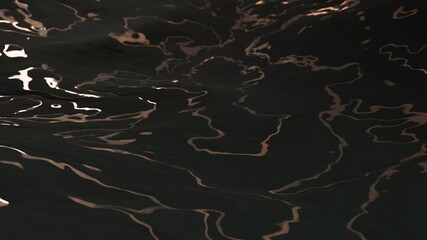 Fantasy 3d terrain pattern in art Deco style. Dark with golden waves close up macro view of spiral gold waves with swirls