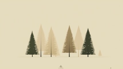 Obraz premium Minimalistic drawings of trees wallpaper