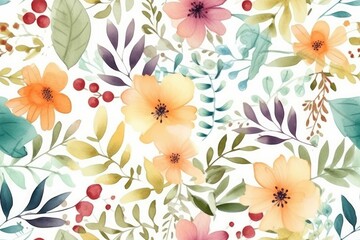 Hand-painted watercolor floral pattern