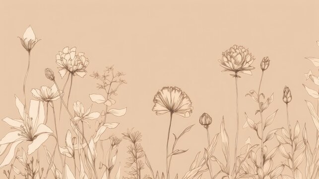 Minimalistic drawings of flowers