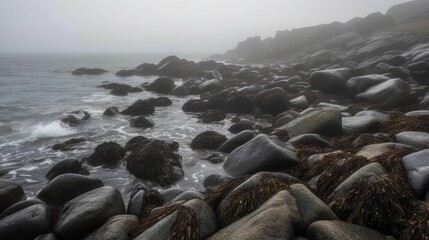 Obraz premium Rocky Shore with Light Mist