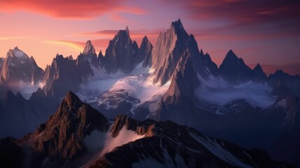 Majestic peaks of an alpine mountain range