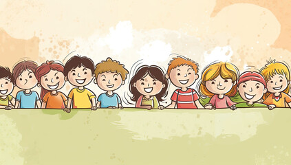 group of children, Children's Day concept. AI generative image.