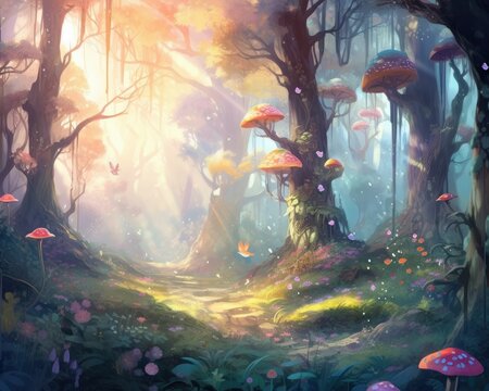 Magical Forest Fairies Pastel Colors