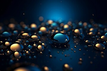 Blue and gold drops abstract background