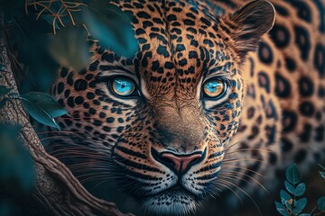 Naklejka na ściany i meble Jaguar is a species of predatory mammals of the cat family, panther genus. AI generated