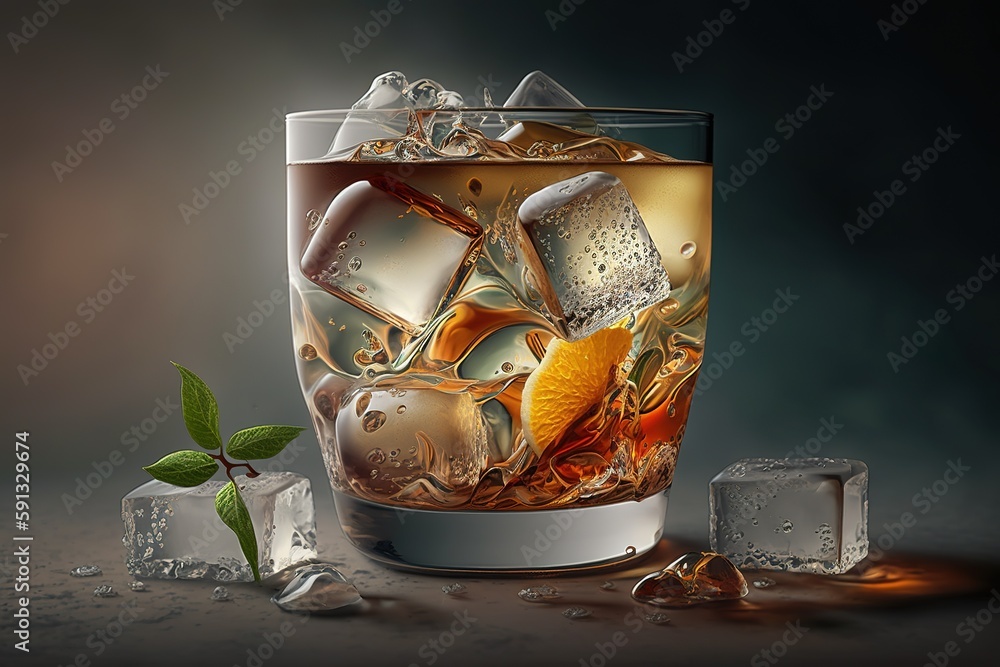 Poster mixed drink served cold to refresh the palate generative ai