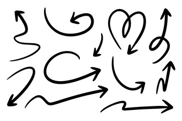hand drawn arrow set. Doodle vector illustration. eps 10.