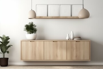 Mockup modern minimalist interior. White tones. AI generated, human enhanced