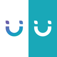 You smile logo, letter U concept design icon template