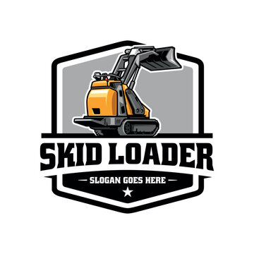 skid loader machinery illustration logo vector image