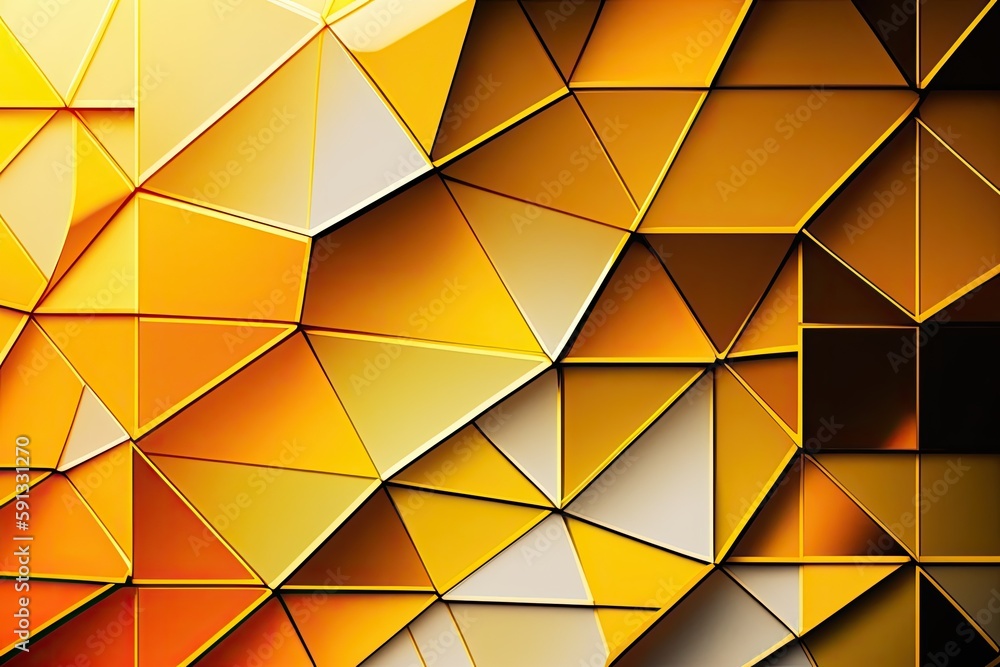 Poster an abstract background in warm tones of yellow and orange shapes. generative ai