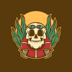 Logo Skull Holiday Vibes Hand Drawn