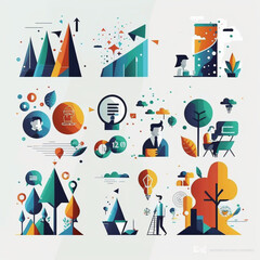 Design vector illustrations representing abstract concepts such as growth success connection or collaboration suitable for use in presentations infographics or marketing materials vector format