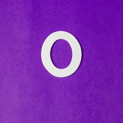 Uppercase letter O - wood texture - Purple background