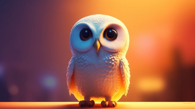 Cute baby owl. Created with Generative AI.	
