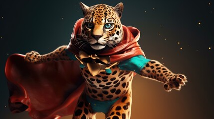 cute leopard superhero. Created with generative AI.