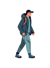 Success young man walking