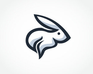 Obraz premium cartoon run jump easter bunny rabbit art logo design template illustration