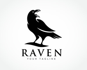 eagle scream raven bird logo symbol design template illustration inspiration