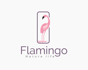beauty elegance standing flamingo logo template illustration inspiration