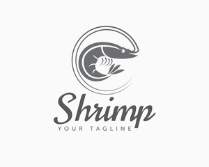 circle mustache prawn shrimp abstract logo icon symbol design template illustration inspiration