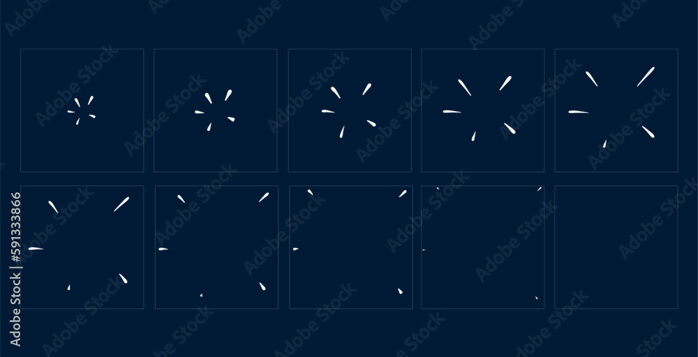 Poster animated sparkle or shine effect. game sprite animation sheets with vector burst and light flashes o