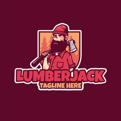 Lumberjack logo mascot design cartoon