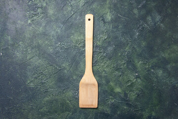 top view wooden utencil on the dark background table knife kitchen dinner wood food cutlery meal color