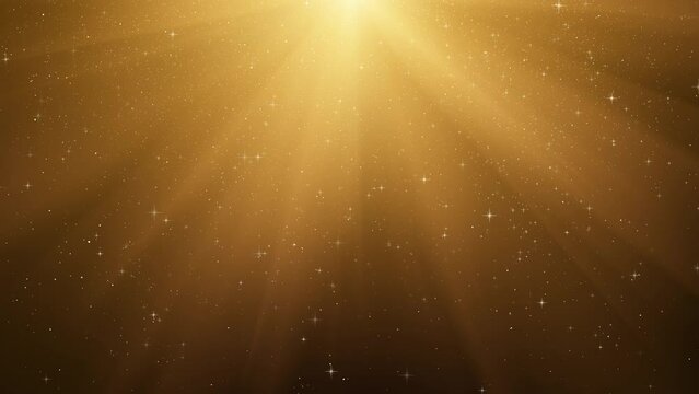 Abstract luxurious, premium gold glittering, heavenly ray, divine bless, God's ray flowing particles loop motion background
