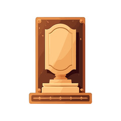 gold frame on wooden stand